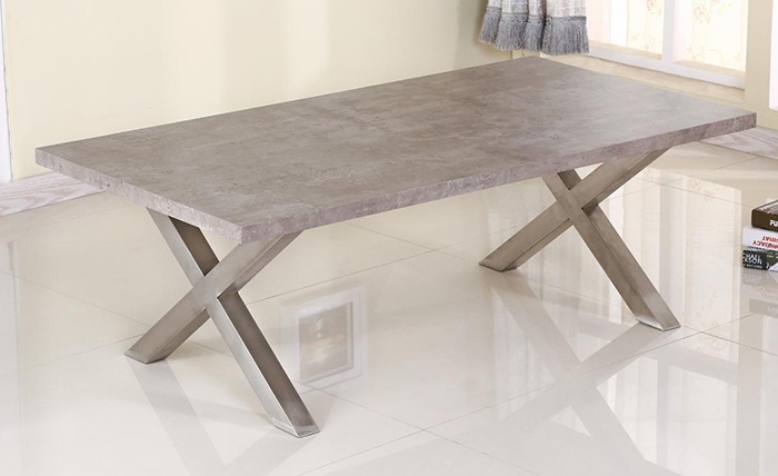 Helix Stainless Steel Coffee Table With Stone Effect Top